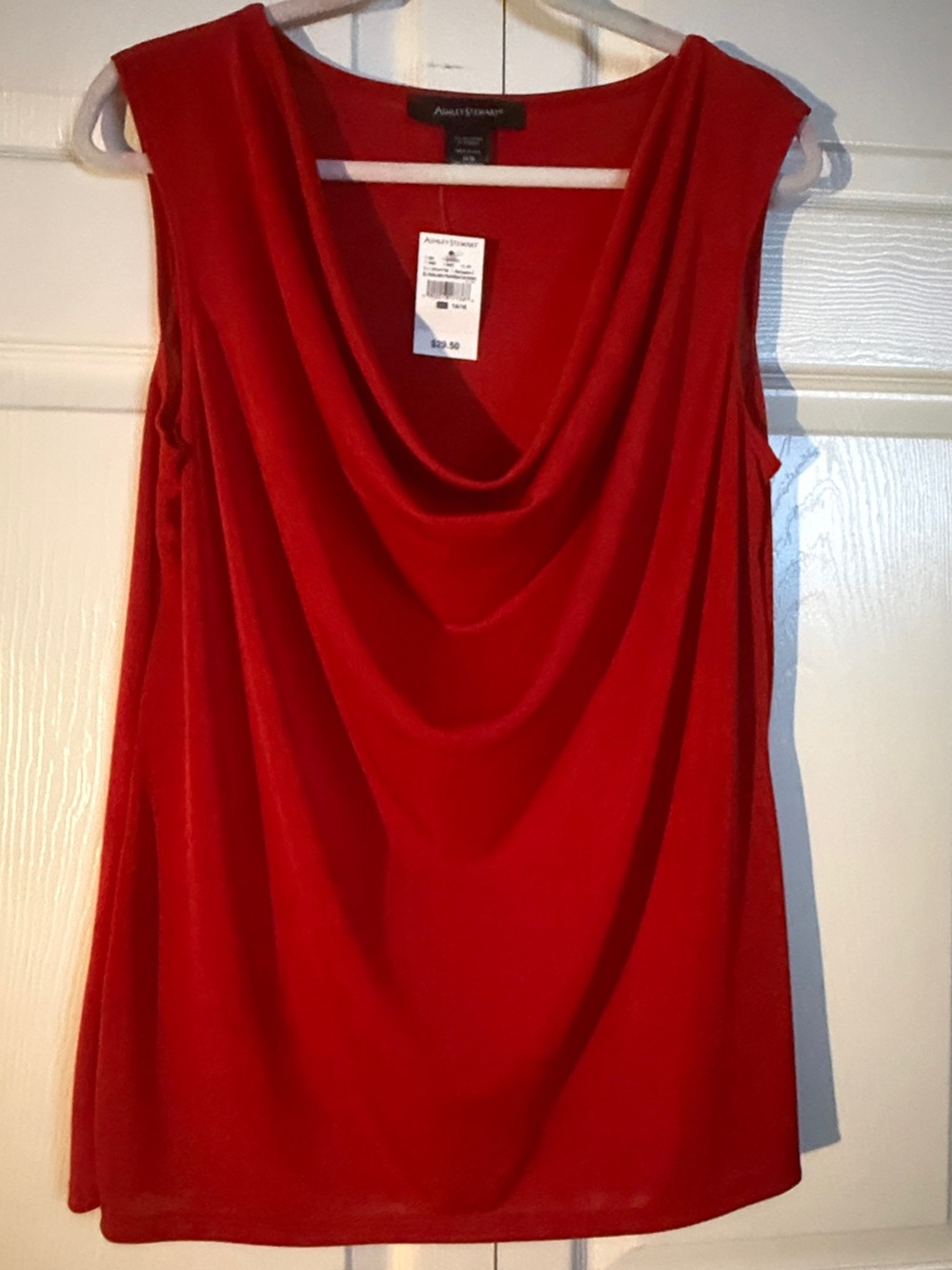 Ashley Stewart Red Sleeveless Cowl Neck Tank